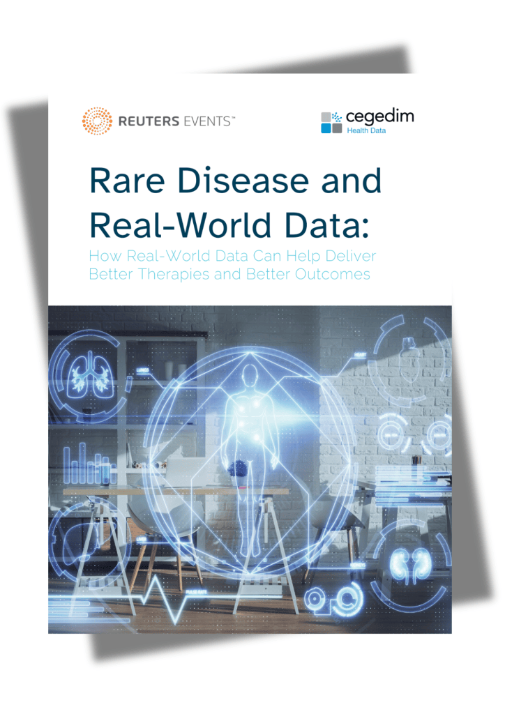 Cover of Rare Disease and Real-World Data, a Reuters Events and Cegedim report